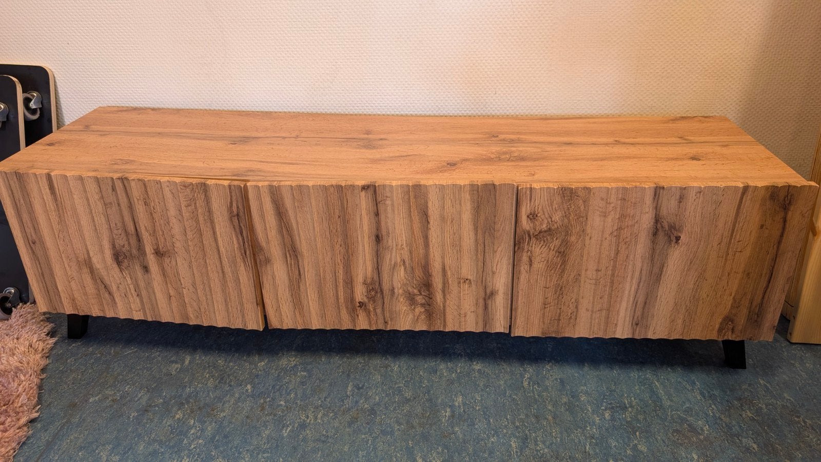 Houten TV-meubel met 3 deuren, Ophalen, Gebruikt, 100 tot 150 cm, Minder dan 100 cm