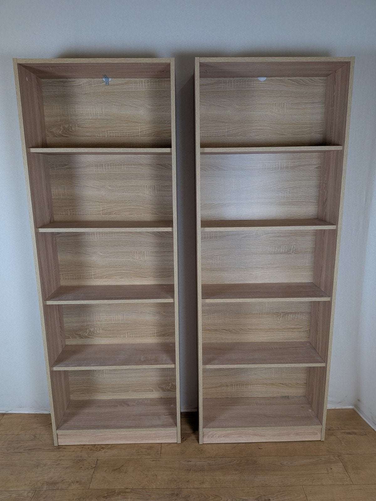 2x JYSK Boekenkast Licht Eiken – 197 x 70 cm – Set, Met plank(en), 200 cm of meer, Zo goed als nieuw, Onbekend