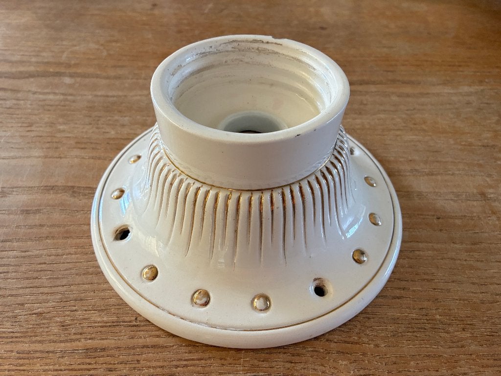 Vintage aardewerk schroefrand lamp plafonniere, Antiek en Kunst, Antiek | Lampen, Ophalen of Verzenden