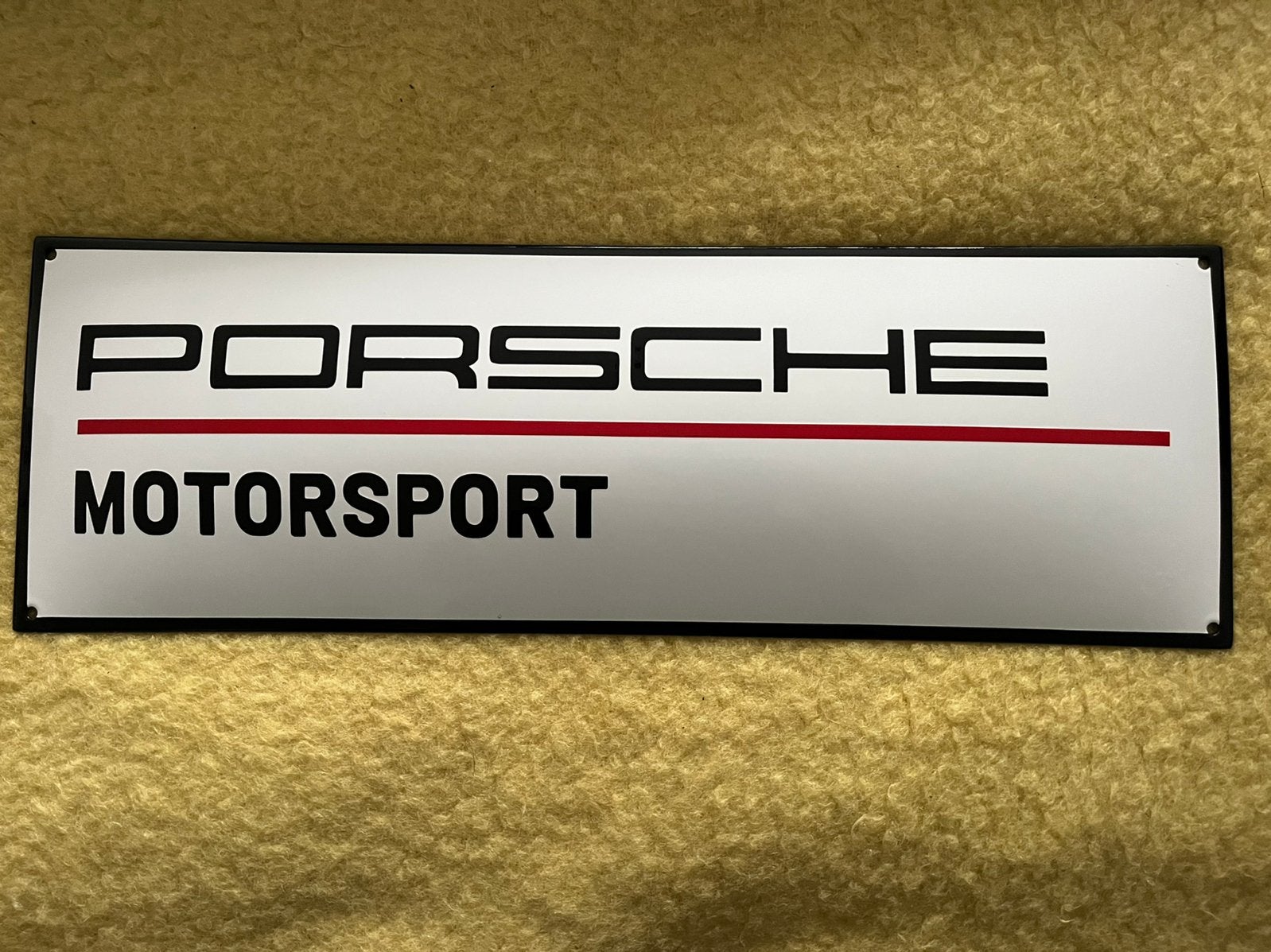 Zwaar metalen porsche motorsport bord 60x20 met bolling., Verzamelen, Ophalen of Verzenden