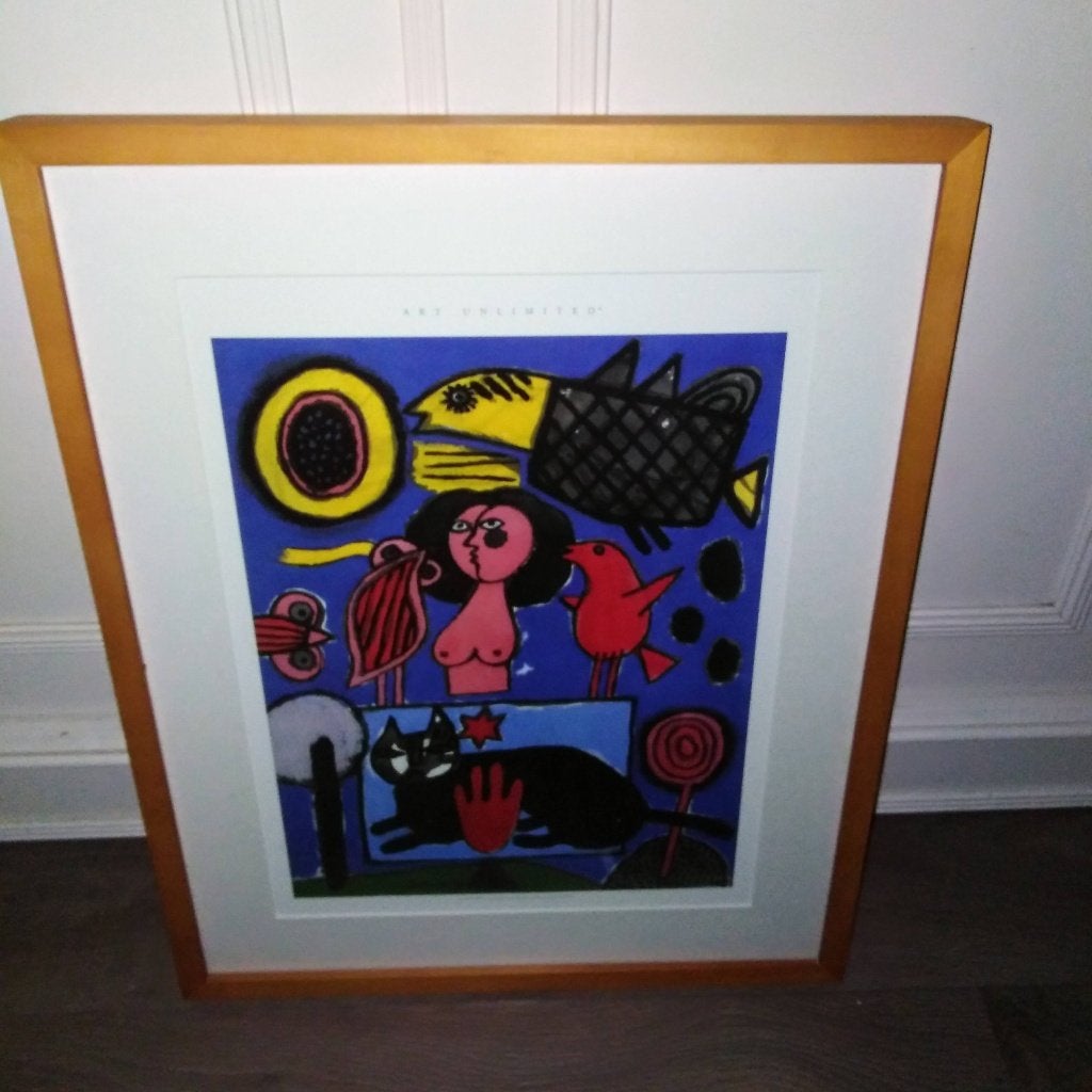 Reproductie Art Unlimited Guillaume Corneille poster, Ophalen, Gebruikt, A1 t/m A3, Overige onderwerpen