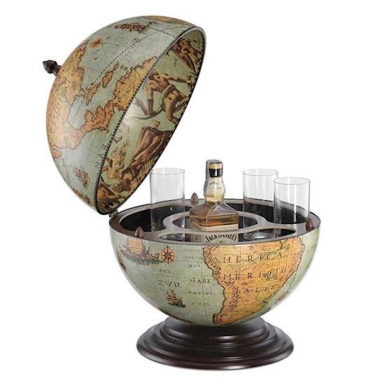 Wereldbol globe/bar diam. 40x50, Huis en Inrichting, Woonaccessoires | Wereldbollen, Verzenden