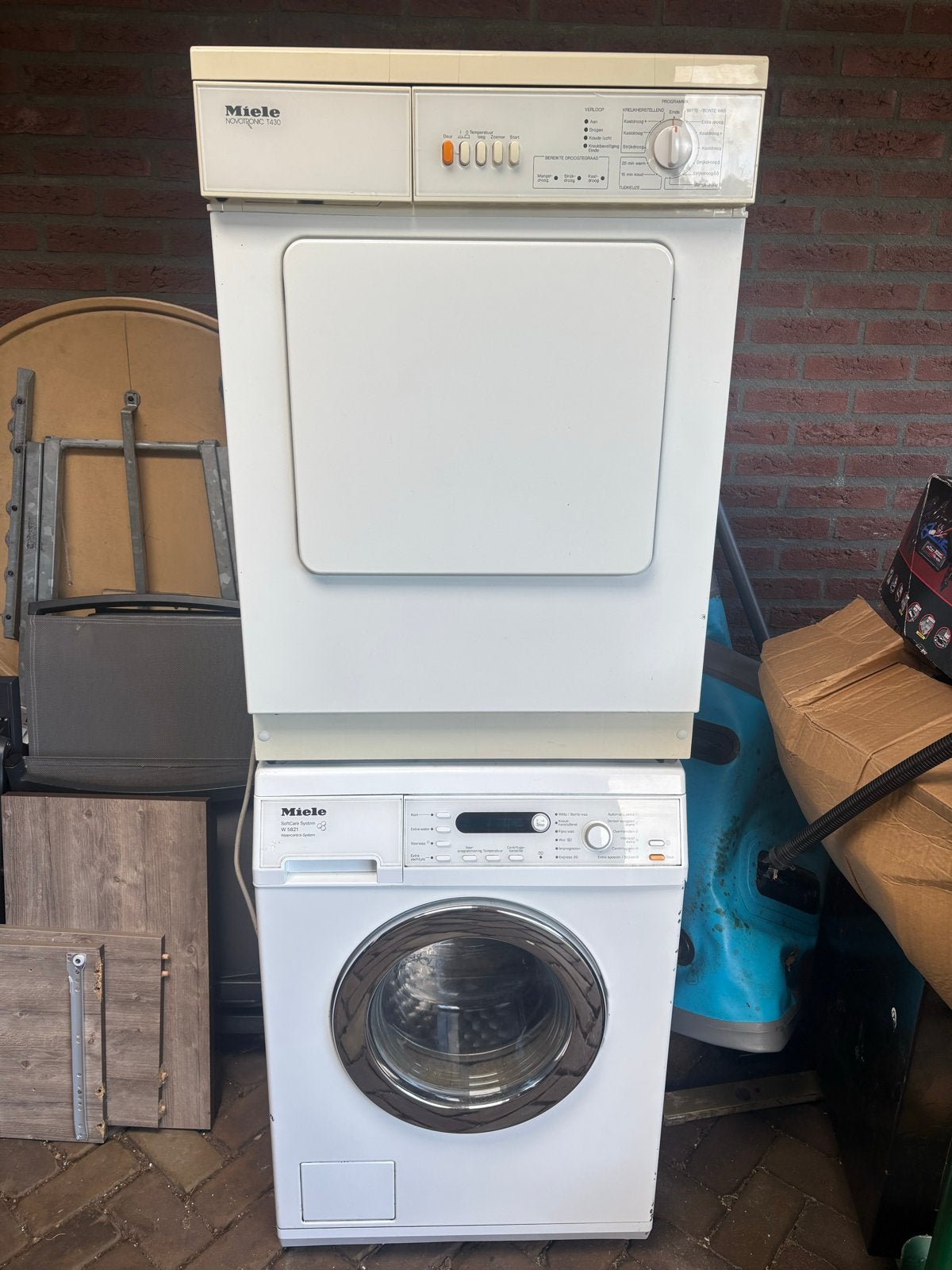 Miele Wasmachine W 5821 & Droger Novotronic T430, Witgoed en Apparatuur, Ophalen of Verzenden, Gebruikt