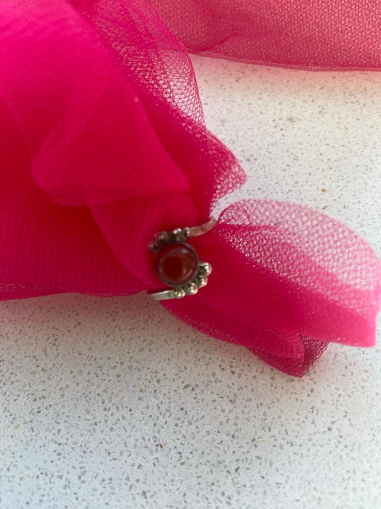 Zilveren ring 925 met carneool, maat 18.5, Sieraden, Tassen en Uiterlijk, Ringen, 18 tot 19, Gebruikt, Ophalen of Verzenden, Met edelsteen