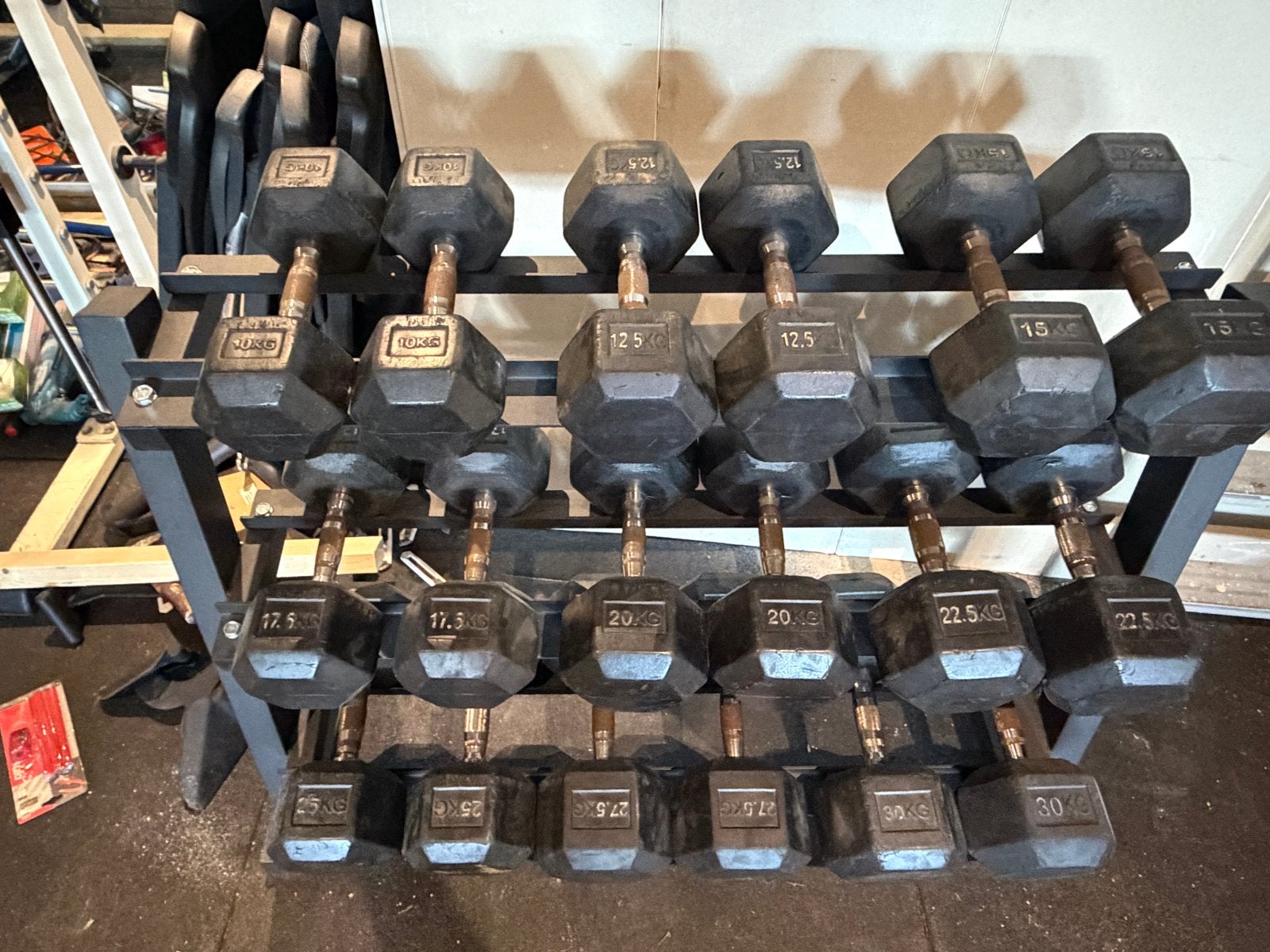 Complete Halterset met Rek - Diverse Gewichten, Ophalen of Verzenden, Gebruikt, Armen, Halterset