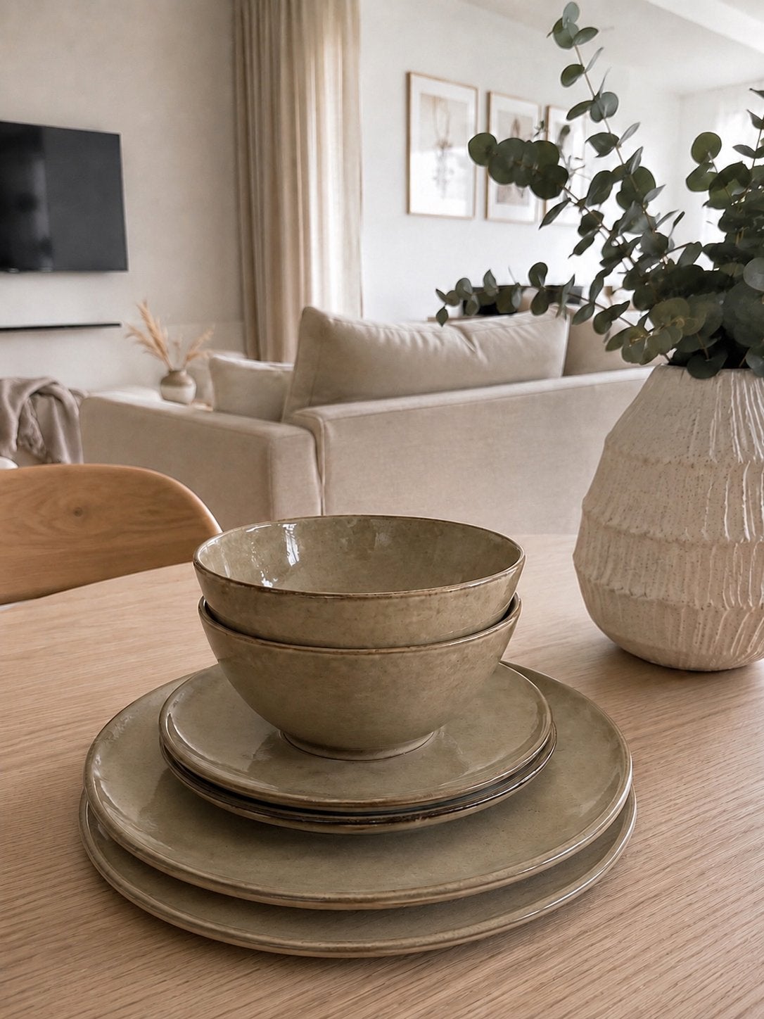 Taupe servies set - 6 delig (zo goed als nieuw), Verzenden, Zo goed als nieuw
