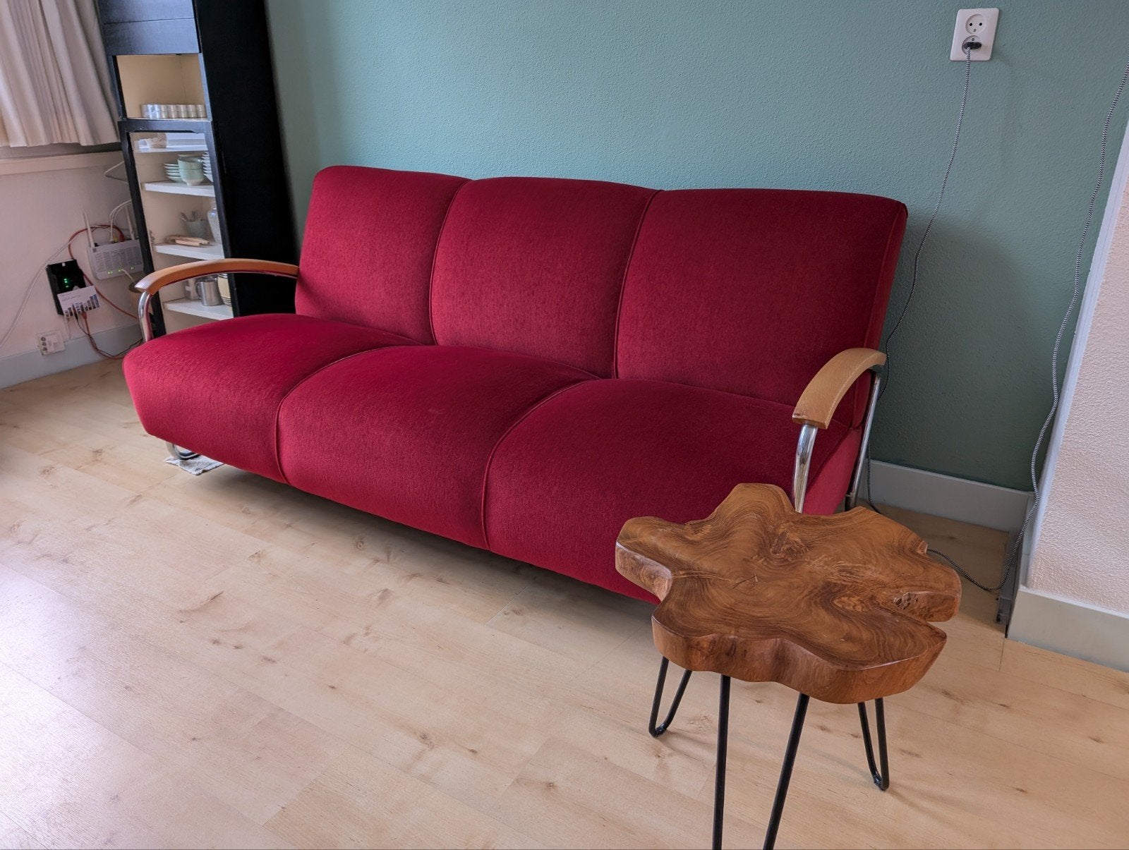 Vintage Gispen 3-zitsbank, Ophalen of Verzenden, Gebruikt, 75 tot 100 cm, Tweepersoons