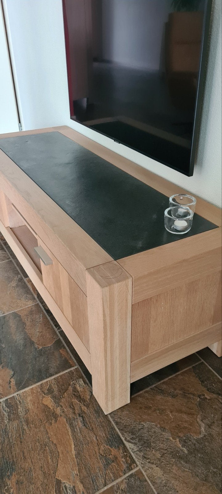 tv meubel - moet uiterlijk 27-8 weg, Ophalen, Gebruikt, 100 tot 150 cm, Eikenhout