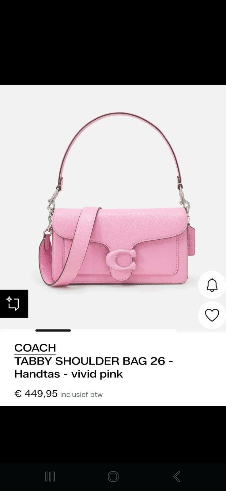 Nieuwe originele Coach Tabby Schoudertas 26 - Vivid Pink, Ophalen of Verzenden, Nieuw, Roze, Handtas