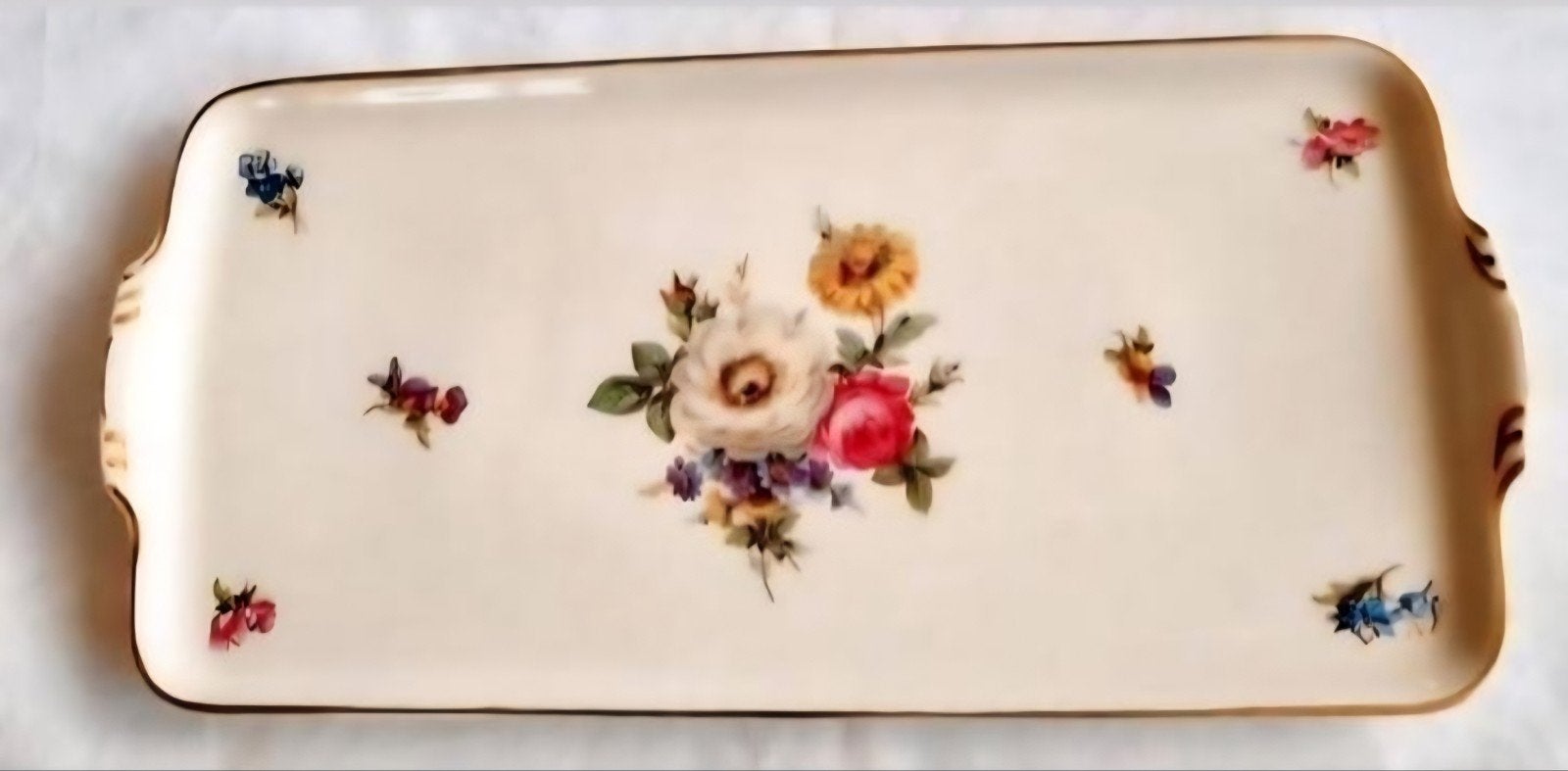 Hutschenreuther Hohenberg creme cacke schaal rozen bloemen, Ophalen of Verzenden