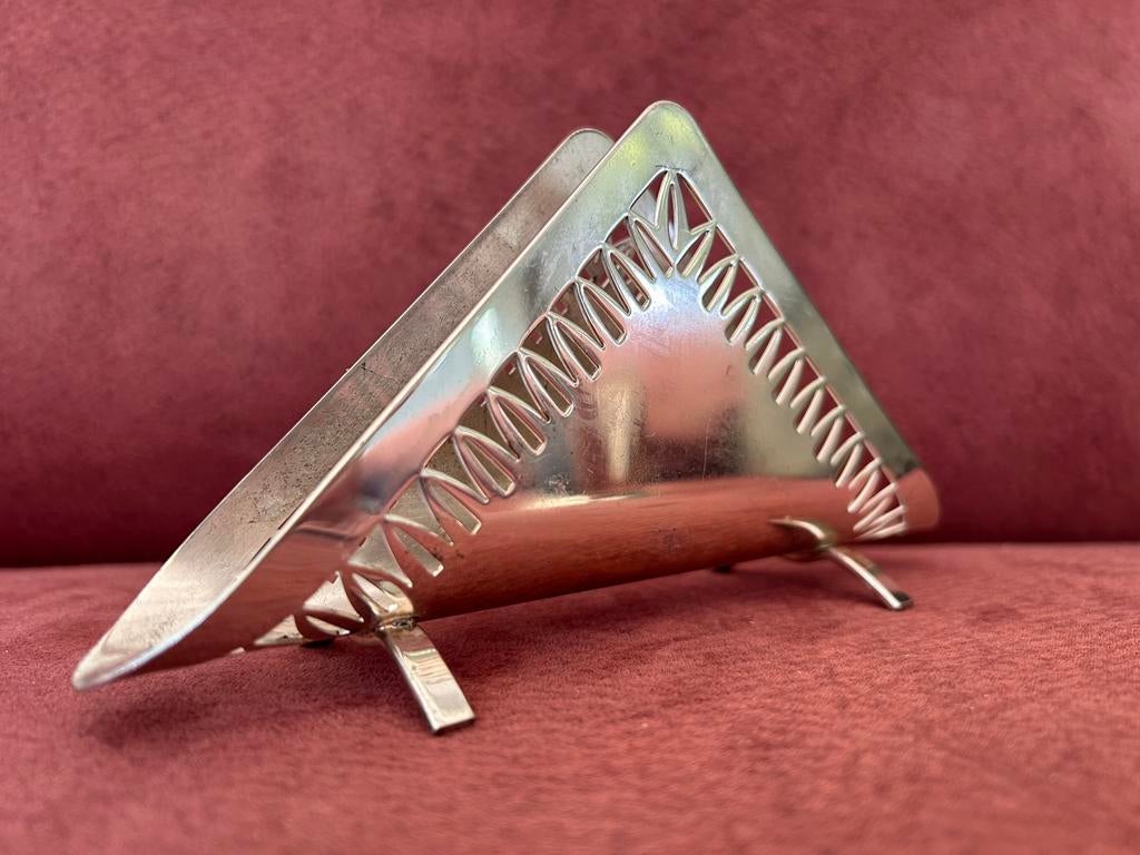 Vintage verzilverde zilver servethouder, Ophalen of Verzenden, Gebruikt