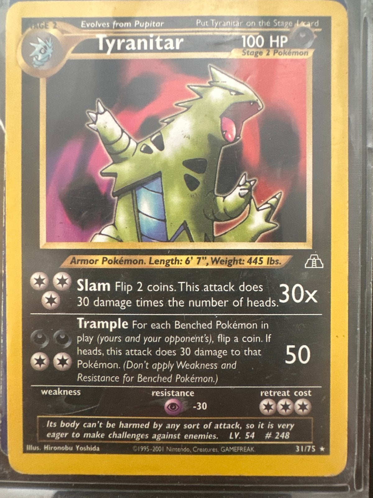 Pokémon Neo Discovery Tyranitar 31/75 Holo Rare, Ophalen, Gebruikt, Losse kaart