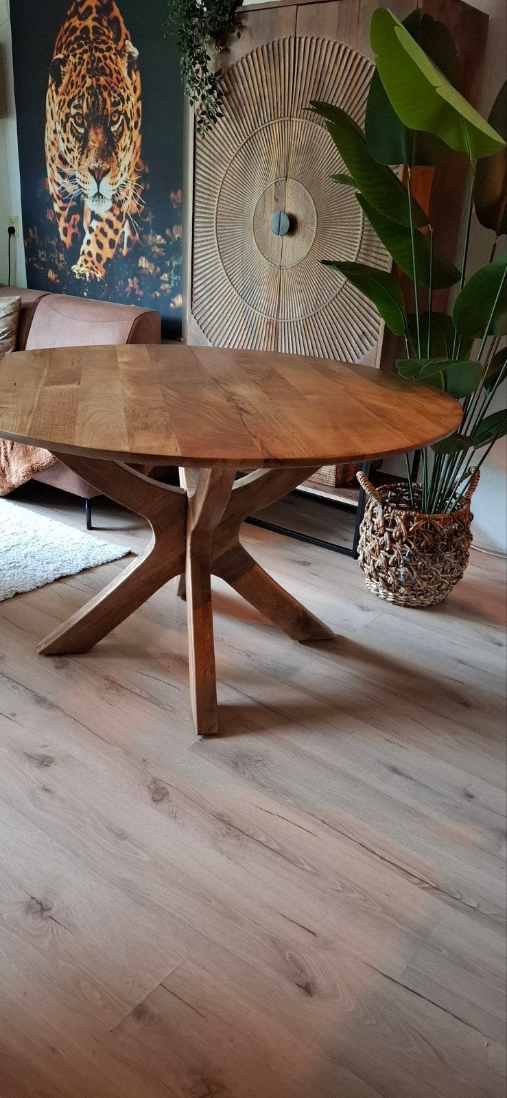 Zo goed als nieuwe eettafel met 4 velvet stoelen, Huis en Inrichting, Rond, Ophalen of Verzenden, Zo goed als nieuw, Vier personen