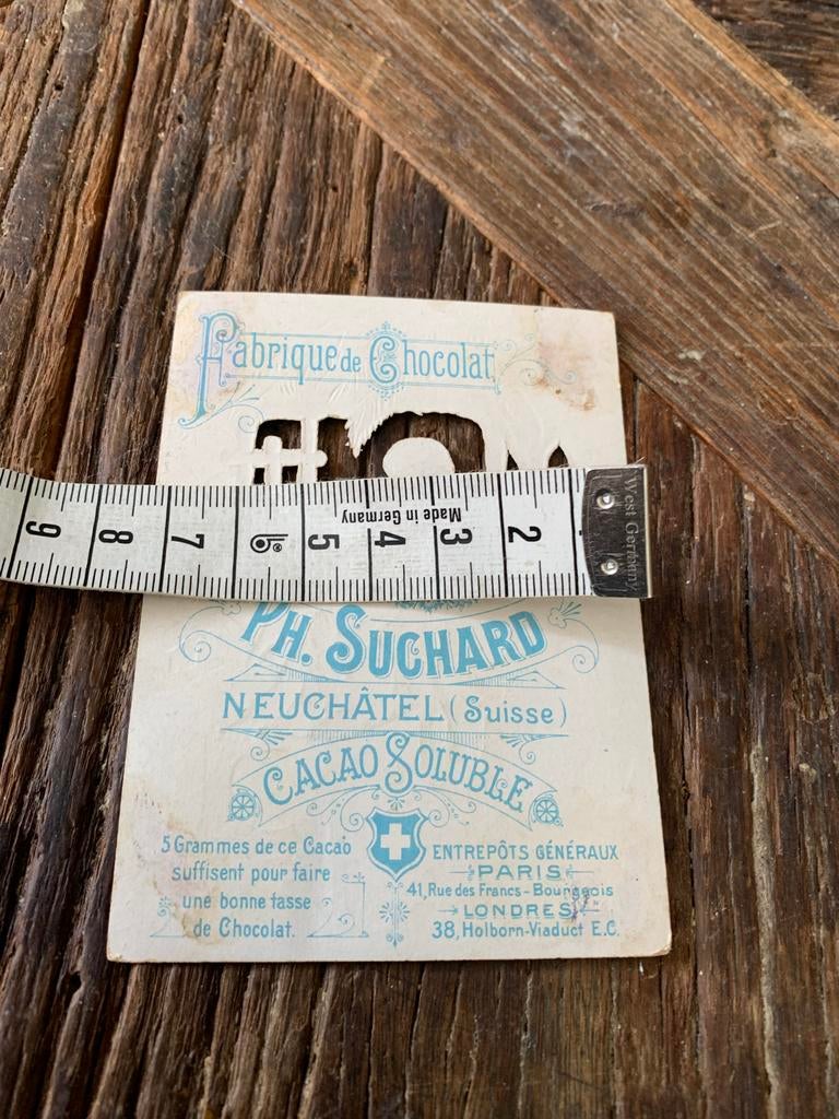 Zeer Oude chocolade reclamekaart Ph. Suchard Zwitserland, Verzamelen, Ophalen of Verzenden, Voor 1920, Ongelopen, Kinderen