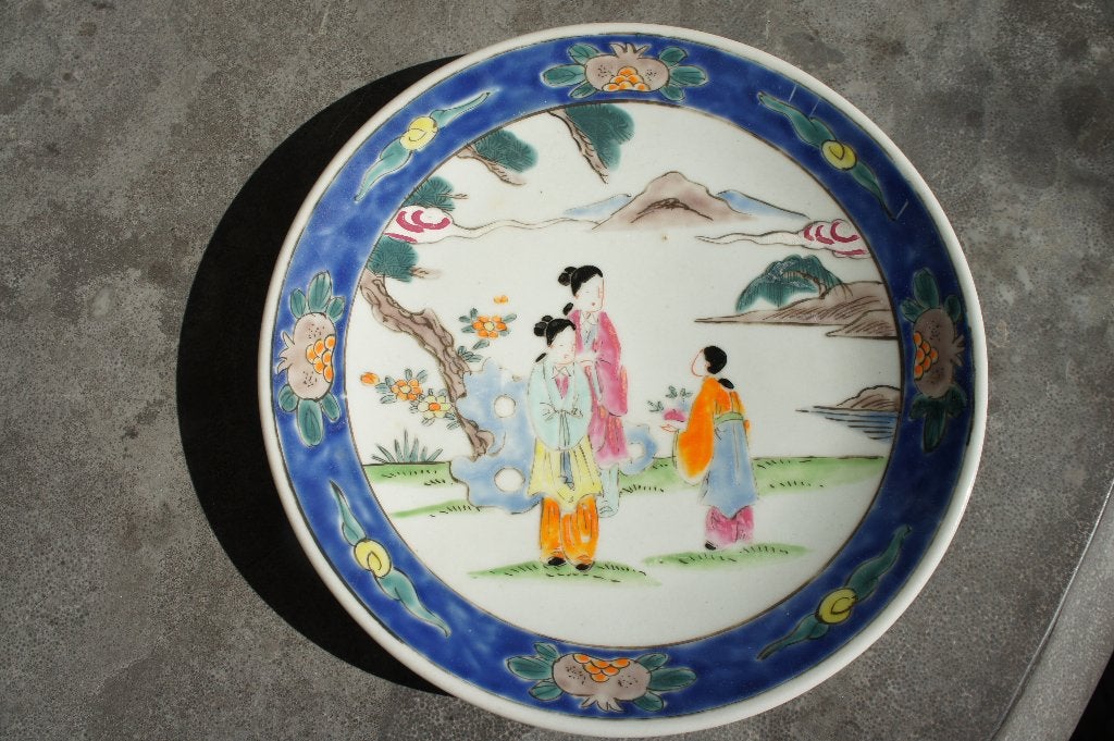 Japans bord - kleurrijk gedecoreerd met vogel en bloemen, Antiek en Kunst, Antiek | Wandborden en Tegels, Ophalen