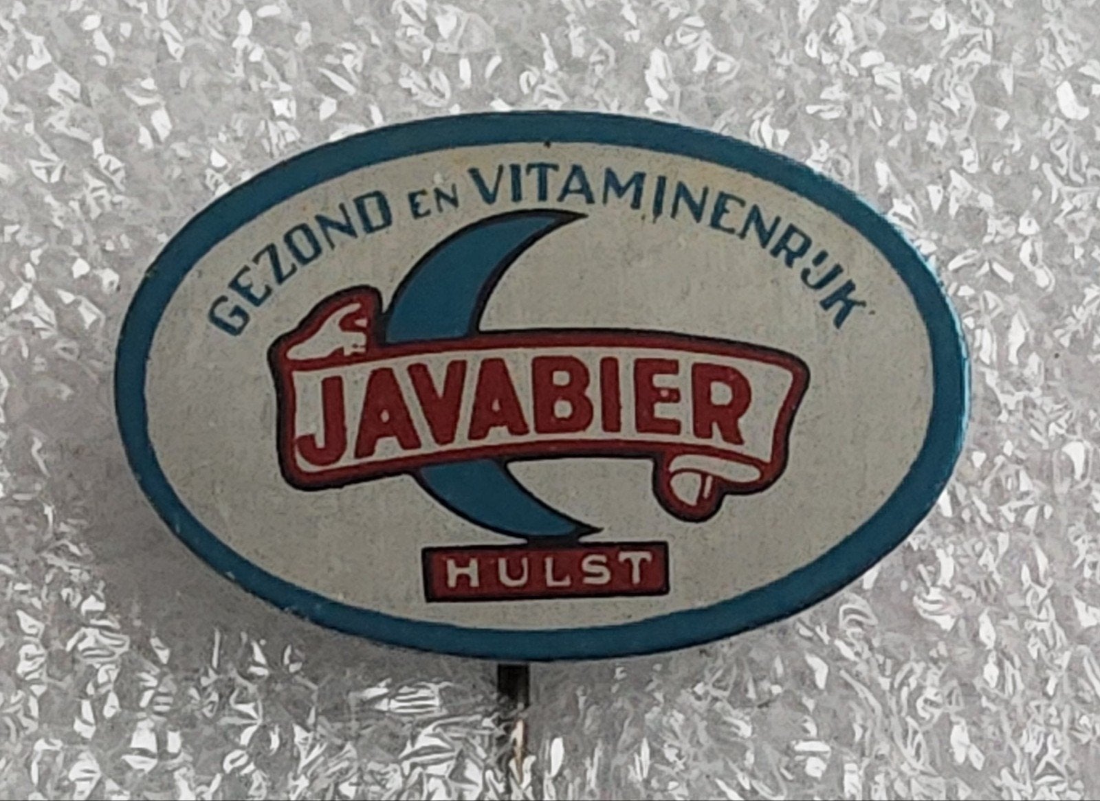 Vintage Javabier Hulst Speldje - Gezond en Vitaminenrijk, Verzamelen, Ophalen of Verzenden, Gebruikt, Overige onderwerpen, Speldje of Pin
