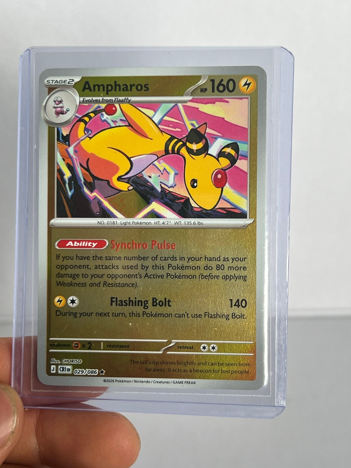 Ampharos 029/086 Holo Rare - Celebrations Classic Collection, Ophalen of Verzenden, Zo goed als nieuw, Losse kaart, Foil