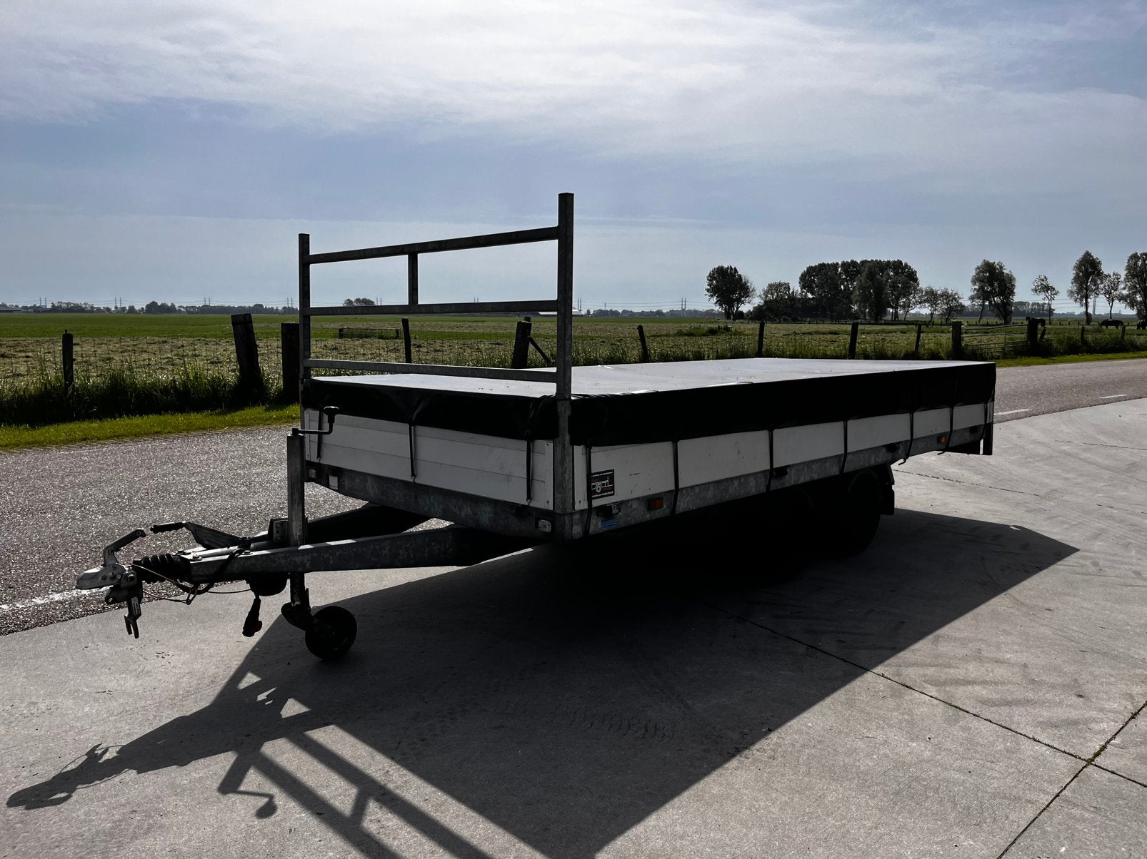 Hapert plateau aanhanger 400x180 oprijplaten vlakzeil, Auto diversen, Ophalen, Gebruikt