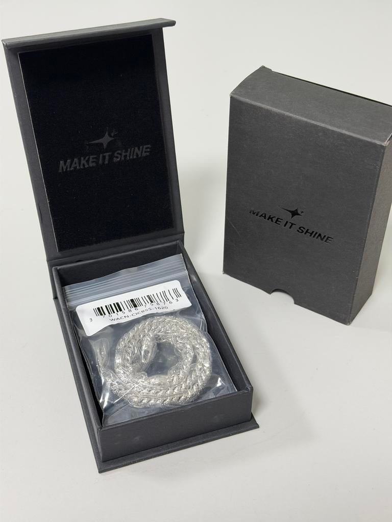925 zilver verguld Iced Cuban link heren ketting 5 mm nieuw, Nieuw, Ophalen of Verzenden, H, H