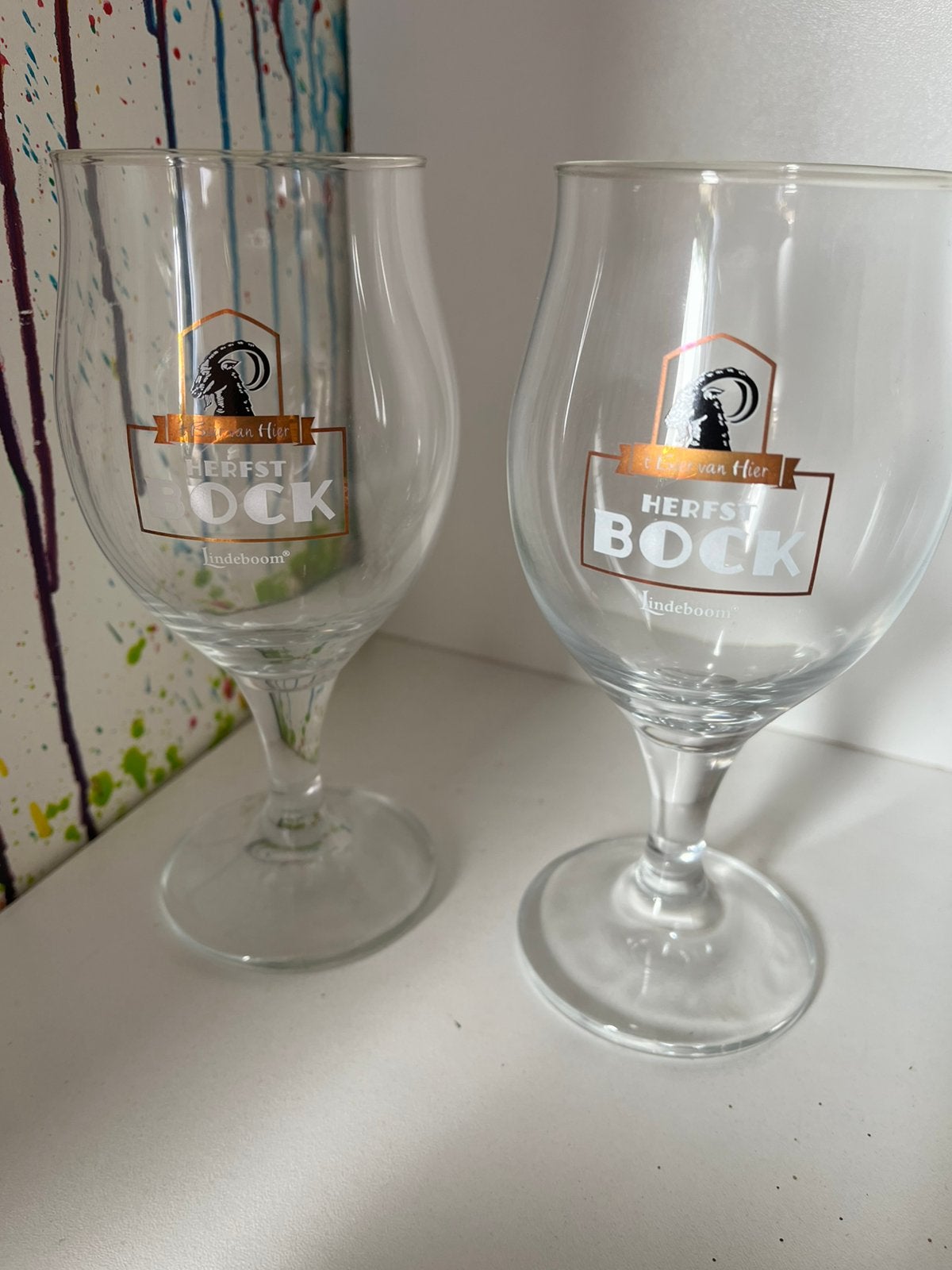 Lindeboom herfstbock bierglazen set van 2 glazen, Ophalen of Verzenden, Nieuw, Glas of Glazen, Overige merken