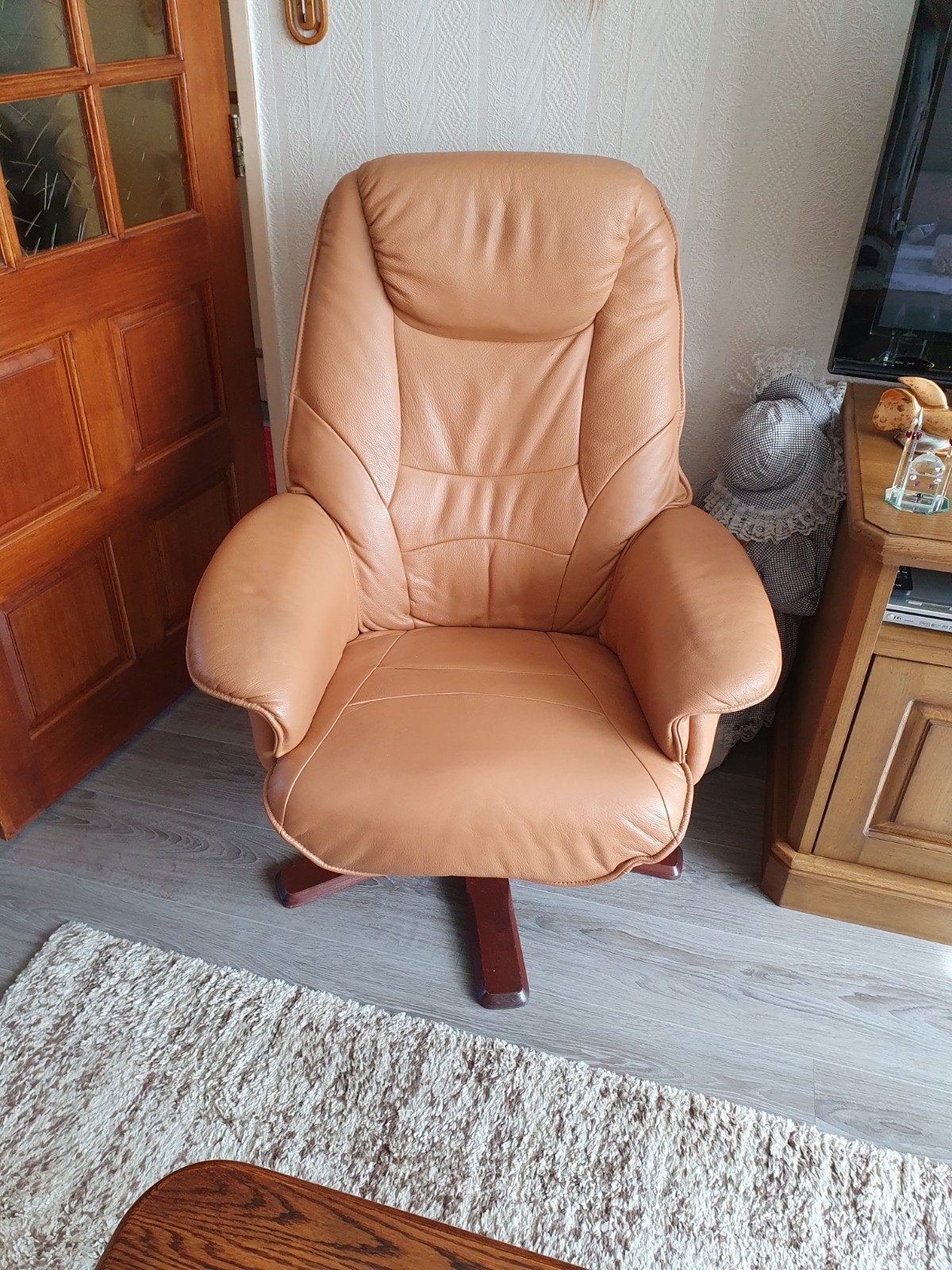 NETTE  LEREN  STOEL, Huis en Inrichting, Fauteuils, Ophalen, 75 tot 100 cm, 50 tot 75 cm