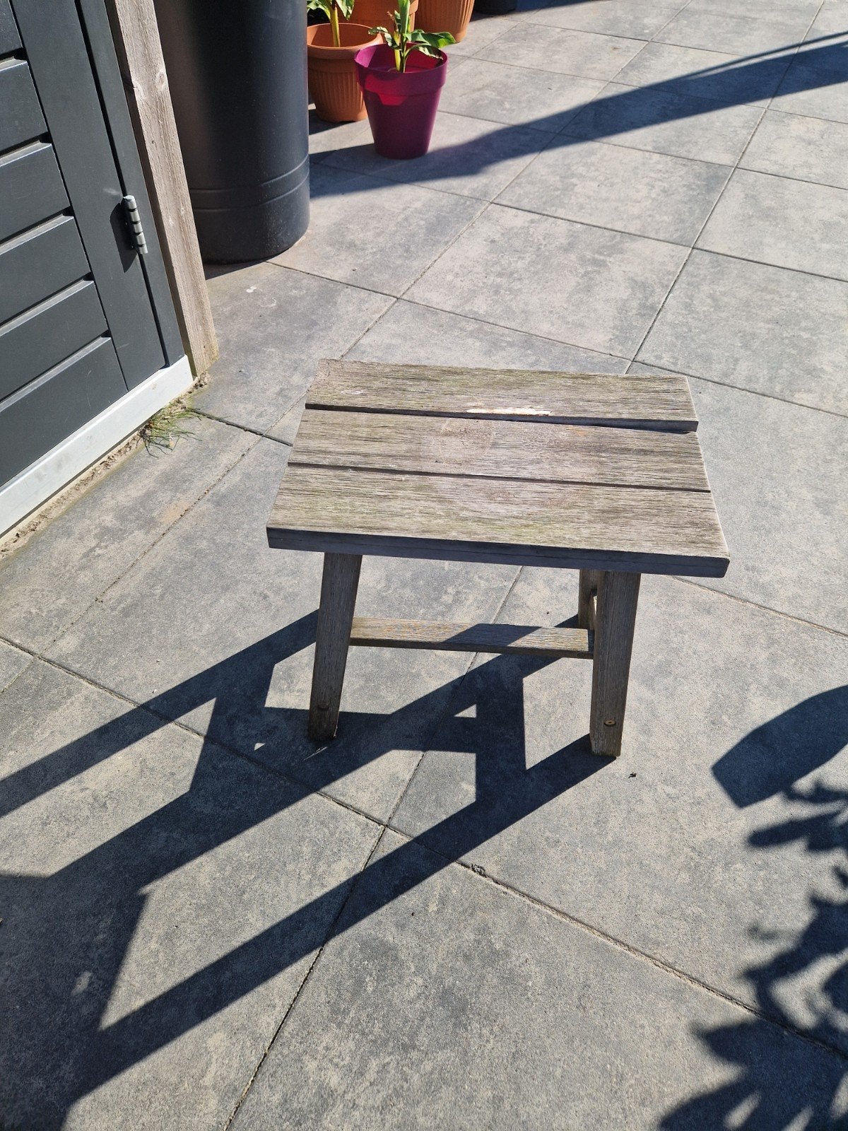 Tuin tafeltje/krukje GRATIS, Ophalen, Gebruikt, Rechthoekig, Hout