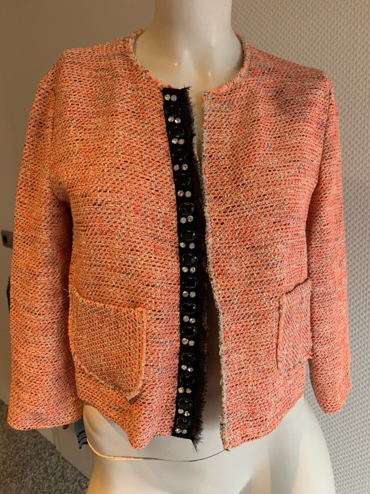 Pinko jasje met steentjes maat it 42 nl 38, Oranje, Ophalen of Verzenden, Zo goed als nieuw, Jasje