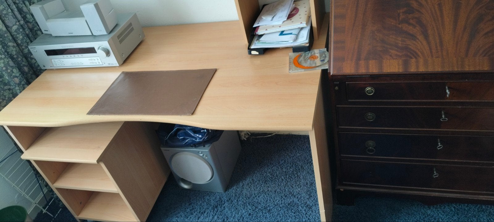 Bureau + Kastjes en verhoging., Huis en Inrichting, Bureaus, Ophalen, Gebruikt