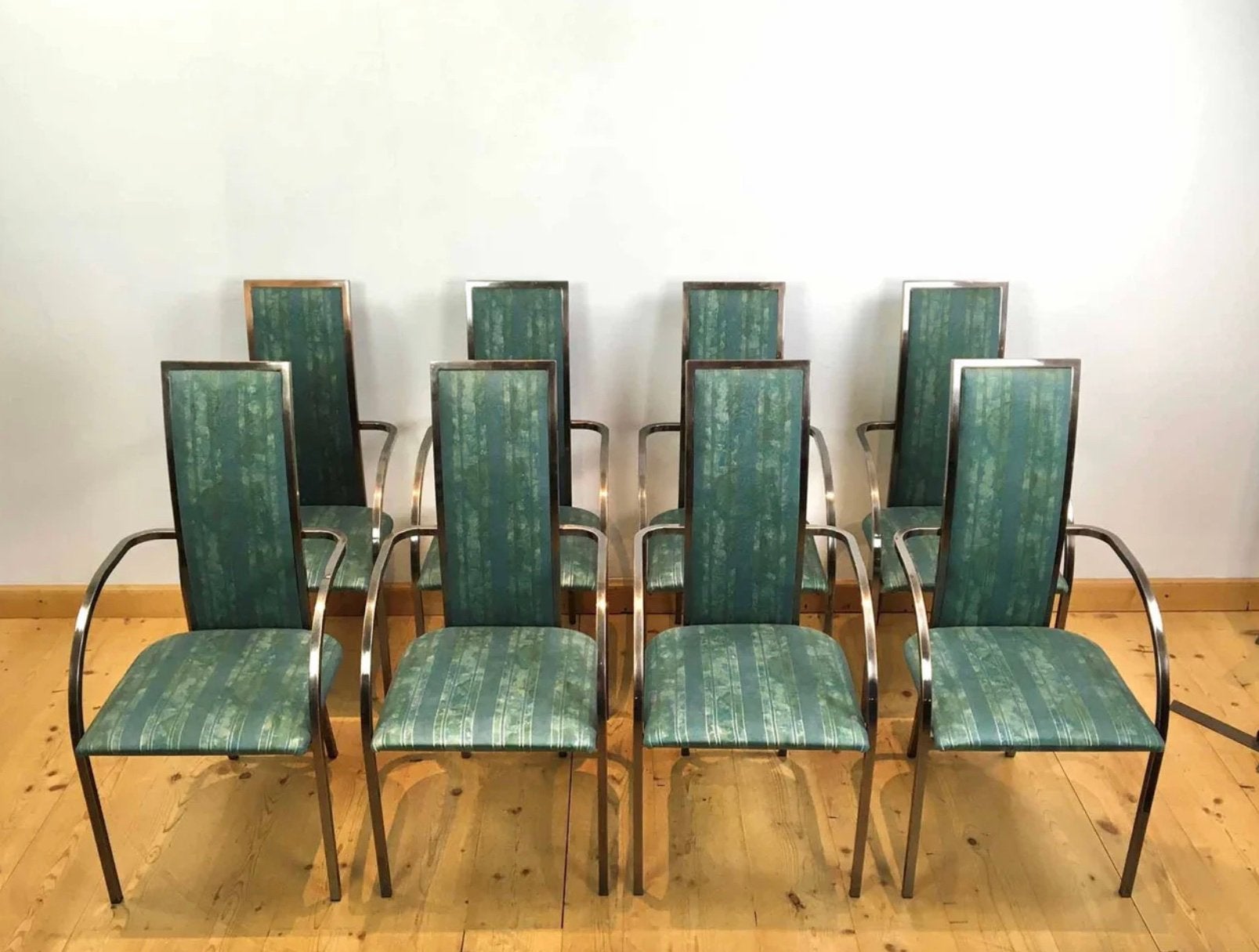 Vintage 1980s Belgo Chrom Eetkamer Stoelen (8 stuks), Ophalen