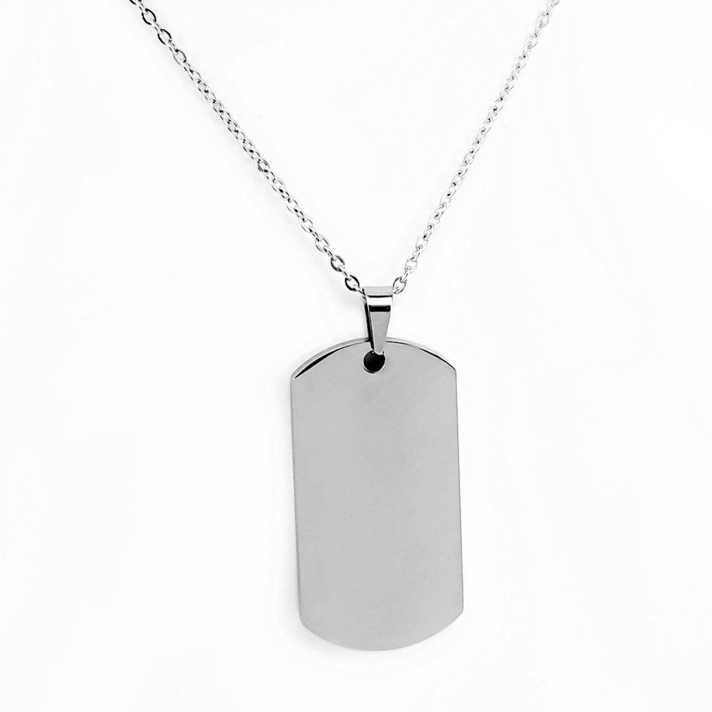Zilveren RVS Kleine Identificatieplaat + Ketting, Met hanger, Overige materialen, Birgitta-Gracht 33, 6465 EL Kerkrade, Nederland