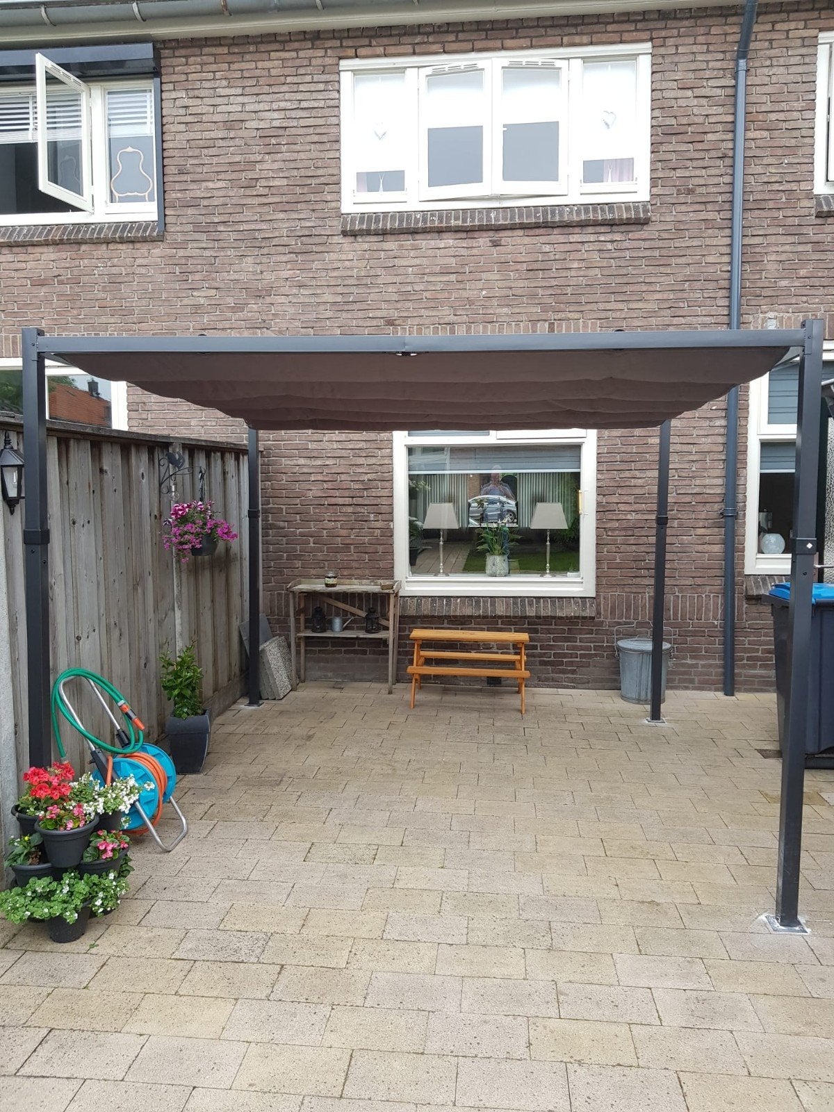 pergola met schaduwdoek, Ophalen, Gebruikt