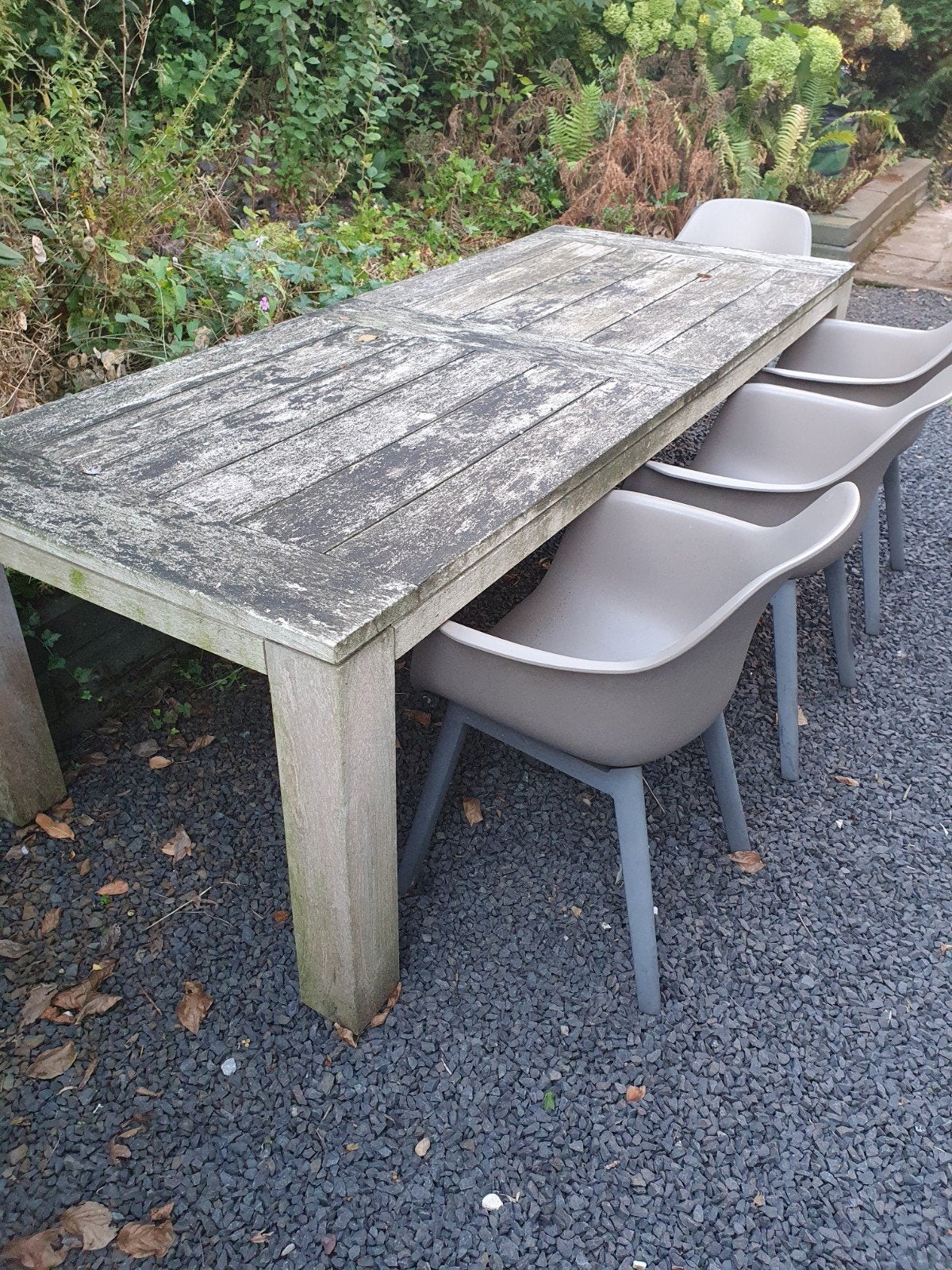 Houten tuintafel Sensa en 4 LIFE stoelen type Denver, Tuin en Terras, Tuintafels, Ophalen, Gebruikt, Rechthoekig, Hout
