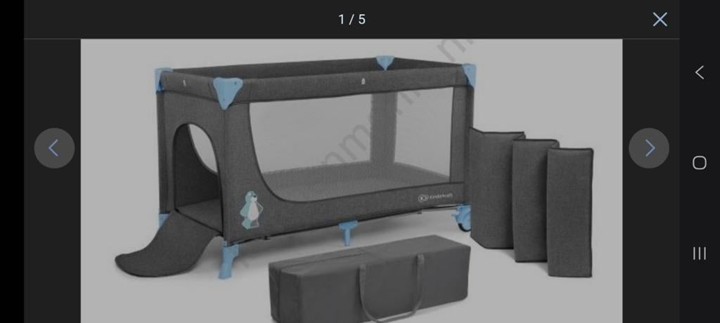 Campingbedje + matras KINDERKRAFT - Reisbedje JOY grijsblauw, Kinderen en Baby's, Ophalen, Zo goed als nieuw, Reisbedje
