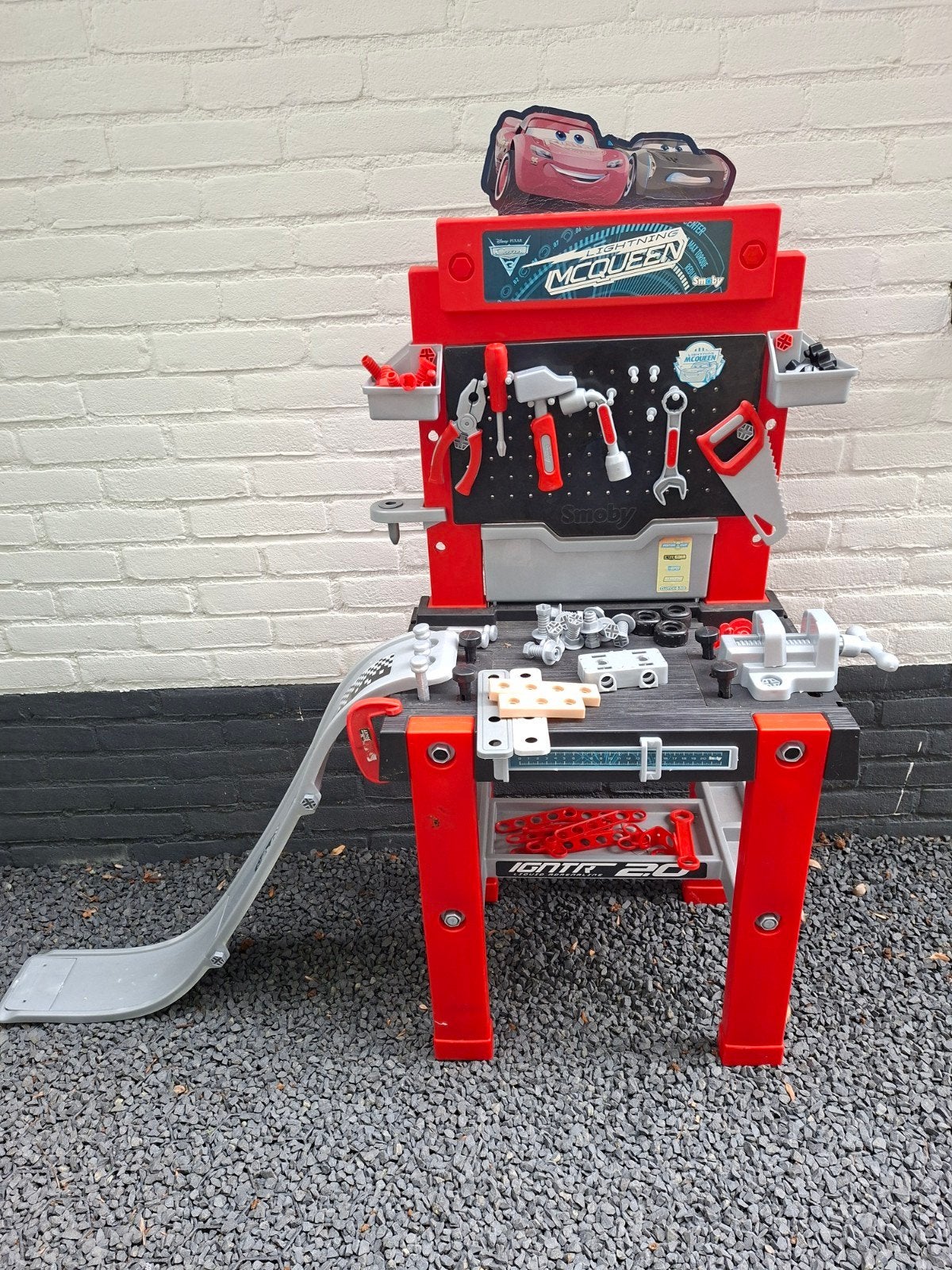 smoby werkbank cars met gereedschap, spijkers en bouten en m, Ophalen, Gebruikt, Jongen of Meisje