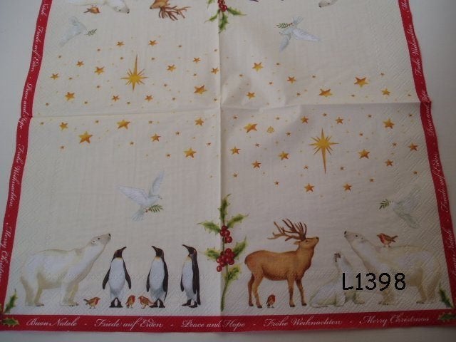 Servetten decoupage/bullet journal * winter dieren L1398, Verzenden, Nieuw
