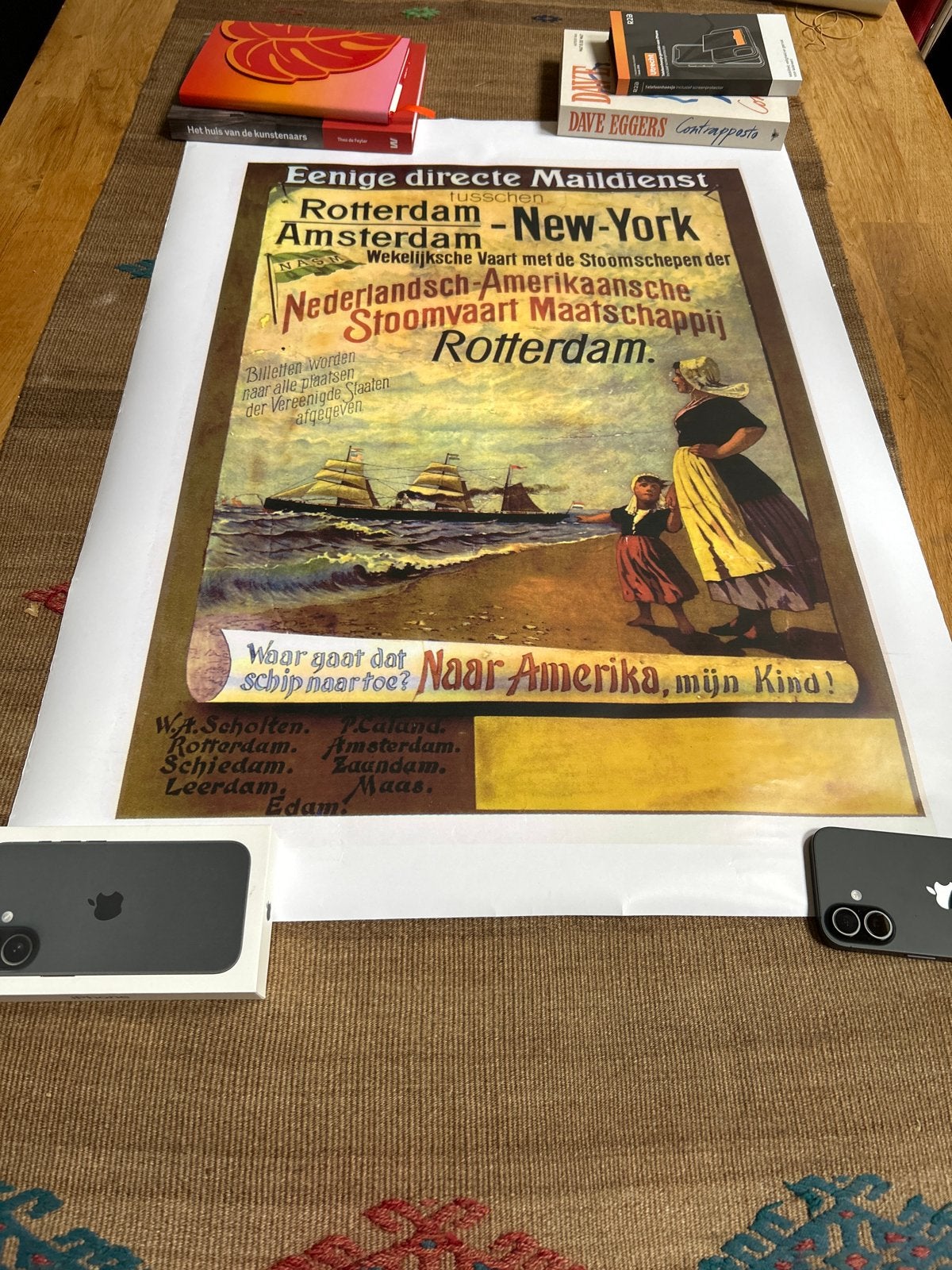 Poster Nederlandsch Amerikaansche Stoomvaart Maatschappij, Rechthoekig Staand, Deurposter of groter, Ophalen of Verzenden, Zo goed als nieuw