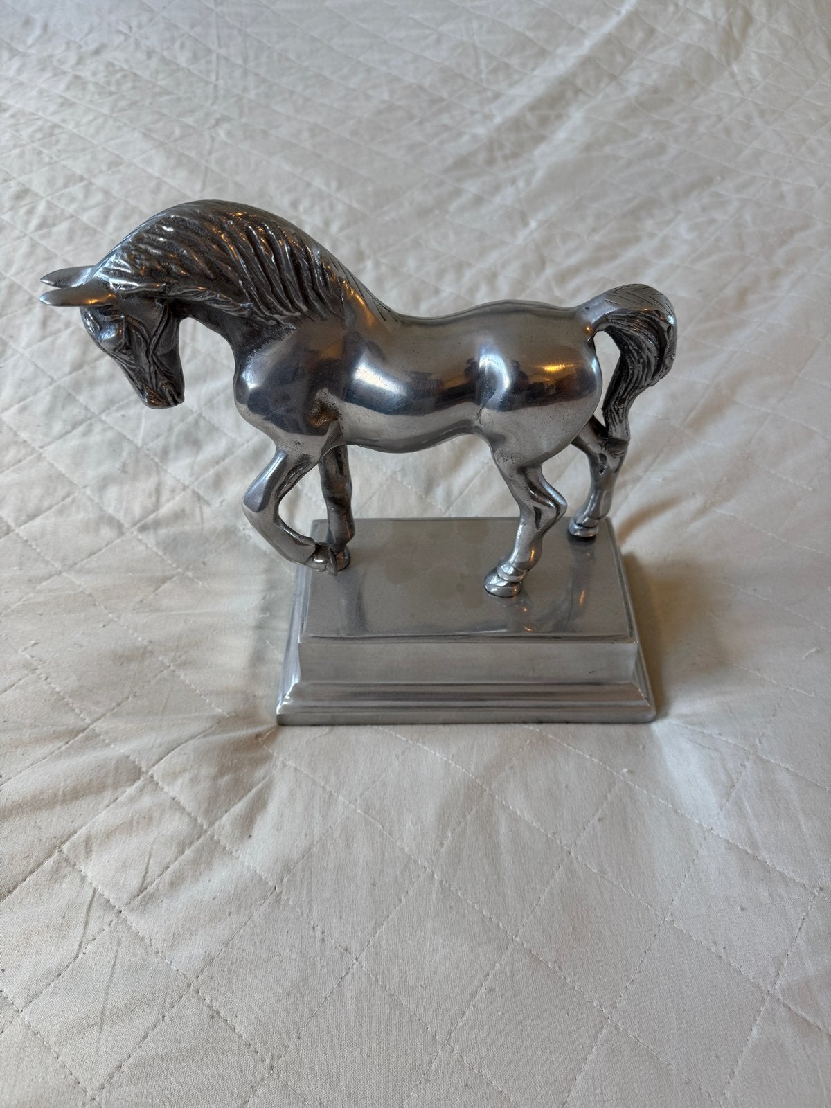 Zilverkleurig Paardenbeeld - 30cm Lang, Ophalen, Gebruikt, Zilver, Metaal