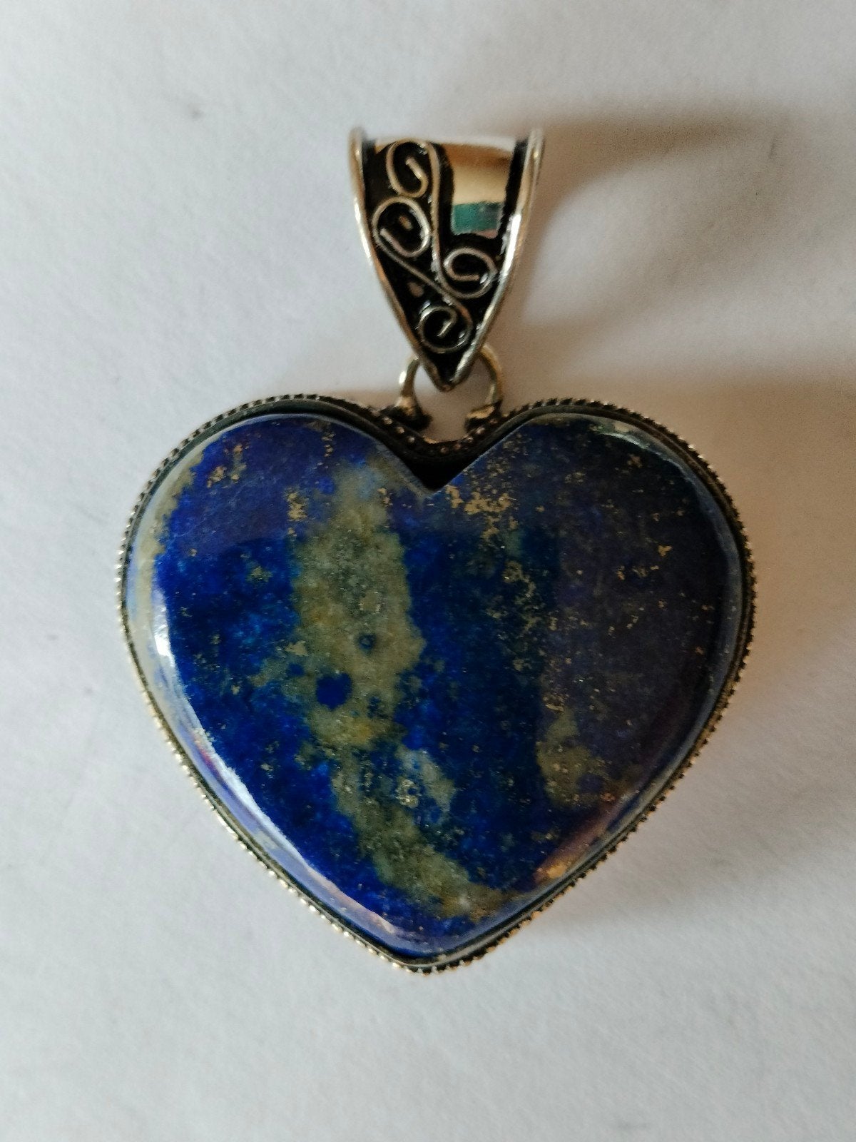 zilveren hanger met lapis lazuli, Nieuw, Hart, Met edelsteen, Zilver