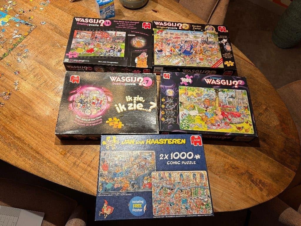 Set Wasgij en Jan van Haasteren puzzels - 5 stuks, Ophalen of Verzenden, 500 t/m 1500 stukjes, Gebruikt, Legpuzzel
