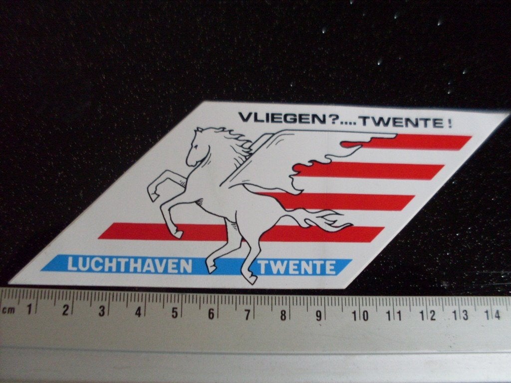 sticker luchthaven twente logo vliegen? twenthe!, Verzamelen, Verzenden, Zo goed als nieuw, Bedrijf of Vereniging
