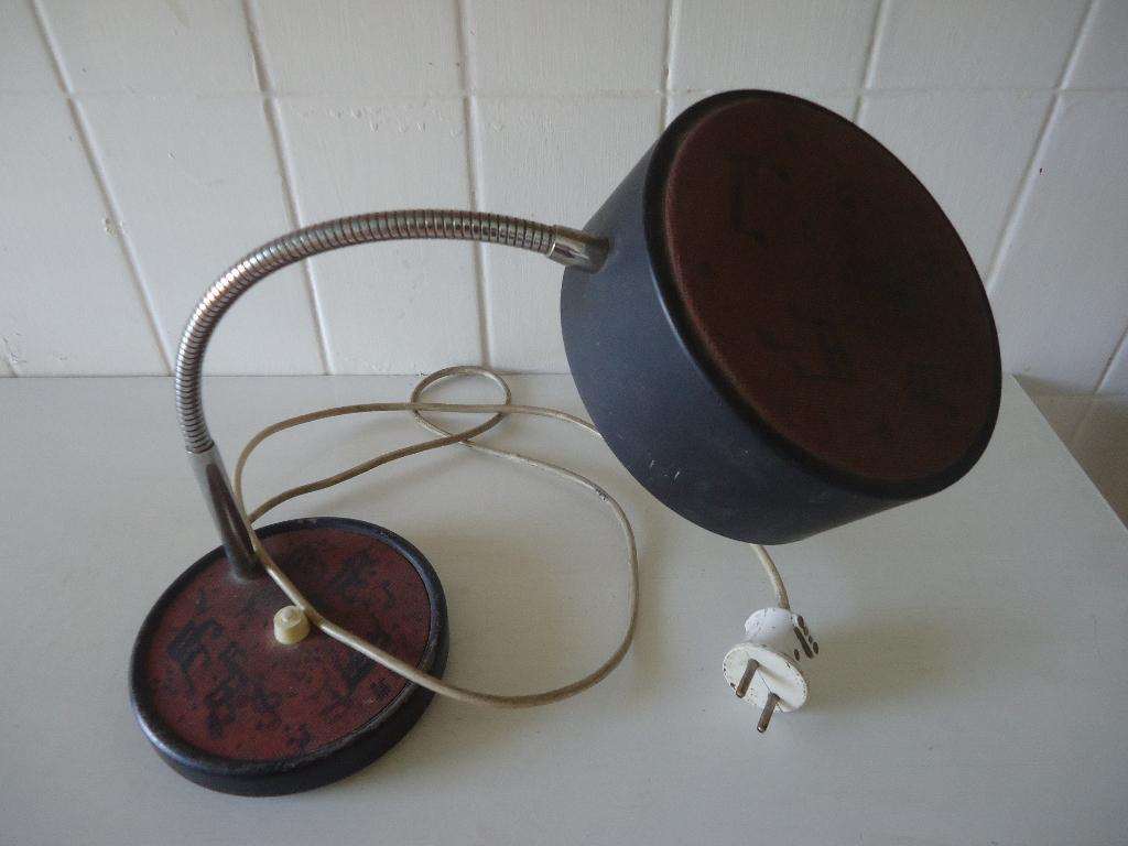 Vintage bureaulamp metaal, stof MCM jaren 50 Made In Italy, Ophalen, Gebruikt, Vintage, Metaal