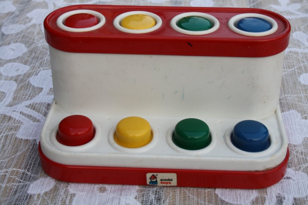 Ambi Toys Hamerbank met poppetjes - Vintage Speelgoed, Ophalen of Verzenden, Gebruikt