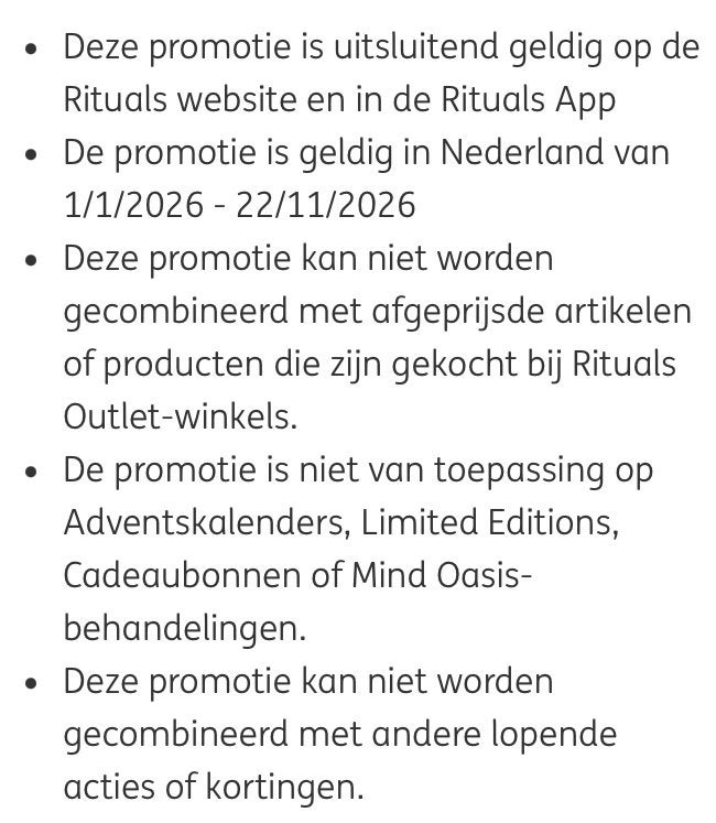 Rituals 15% kortingscode, Tickets en Kaartjes, Kortingen en Cadeaubonnen, Eén persoon, Kortingsbon, Warenhuis- of Winkelbon