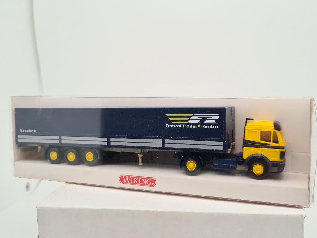 Mercedes vrachtwagen huurtrailer huif - Wiking 1/87, Verzenden, Zo goed als nieuw, Bus of Vrachtwagen, Wiking