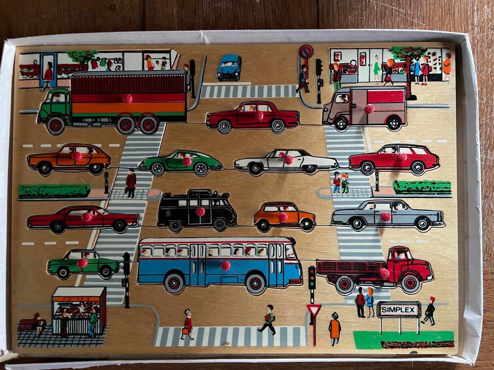 Simplex Houten Auto Puzzel - Vintage Speelgoed, Ophalen of Verzenden, Gebruikt, Puzzelen