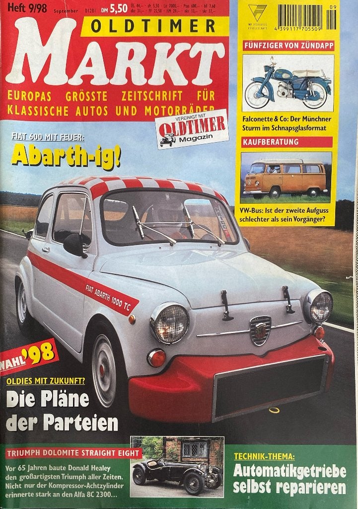 Oldtimer Markt Magazine - September 1998, Ophalen of Verzenden, Gelezen, Algemeen