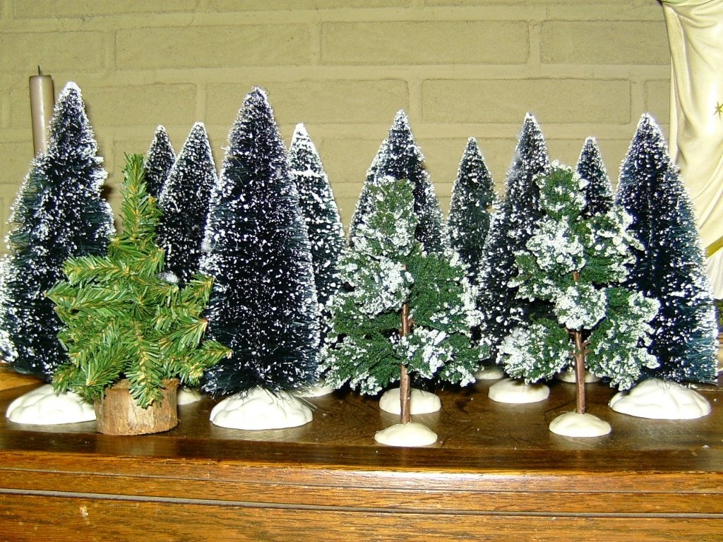kerstbomen voor kerstdorp totaal 15 stuks vintage Intratuin, Ophalen of Verzenden, Gebruikt
