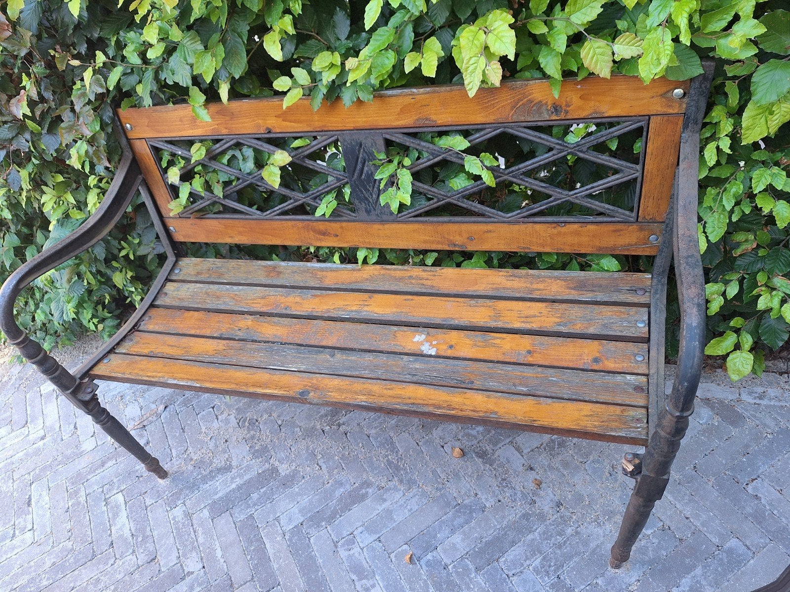 Gietijzeren tuinbank, Tuin en Terras, Ophalen, Gebruikt, Metaal