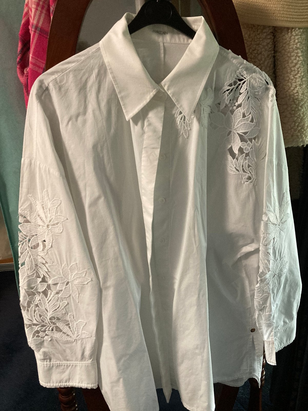 Marccain, prachtige blouse, N4, Kleding | Dames, Blouses en Tunieken, Verzenden, Zo goed als nieuw, Maat 38/40 (M), Wit