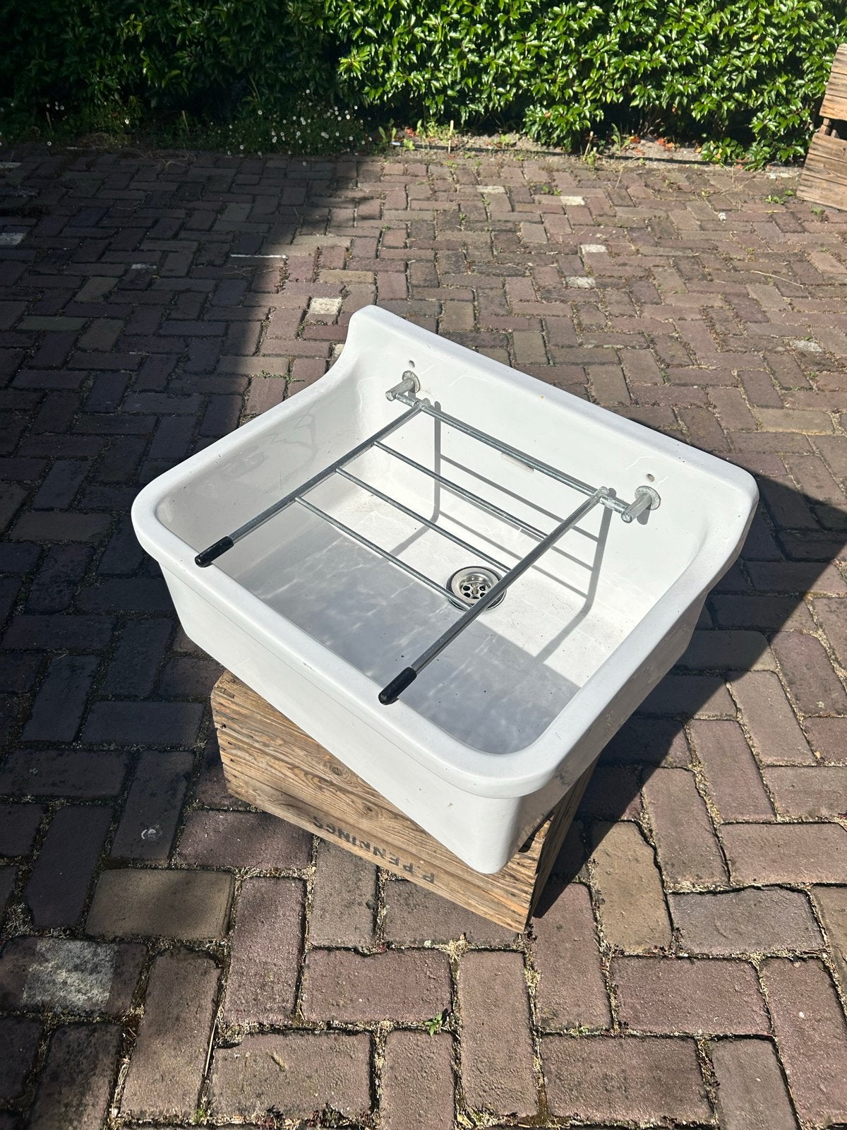 Witte spoelbak met emmerrek - Ideaal voor buitenkeuken, Ophalen, Kunststof, Wit, Overige merken
